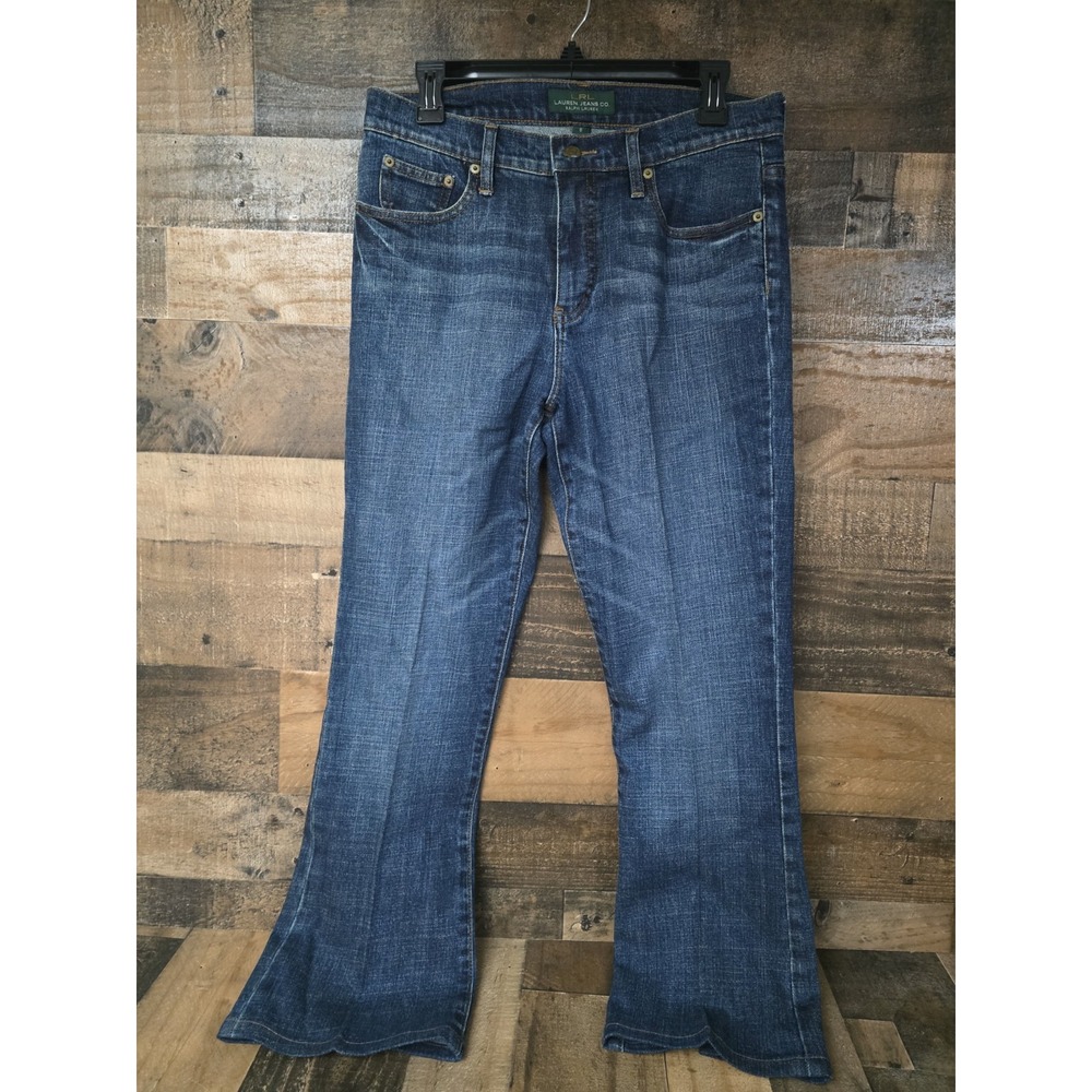 LRL Ralph Lauren Distressed Straight Leg Jeans Women Size 8 Classic Y2K Heritage